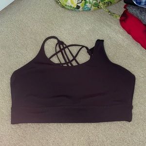 black strappy backed sports bra